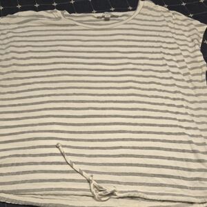 Green Envelope Gray and White Striped Tee